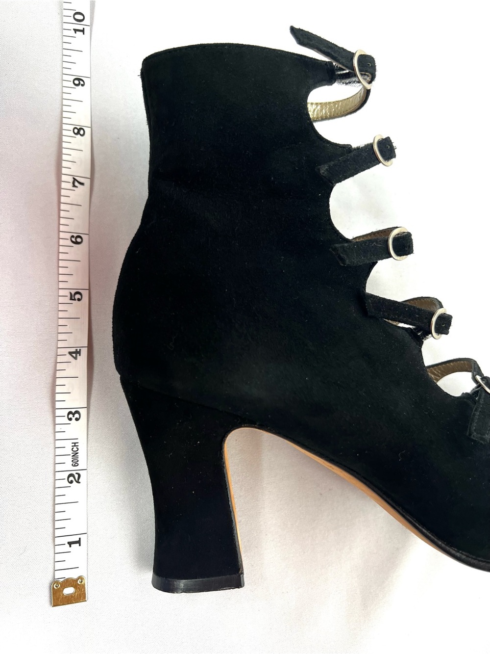 Charles Jourdan Black Suede Cage Heel Booties Size 9 Vintage Y2K - Picture 10 of 10